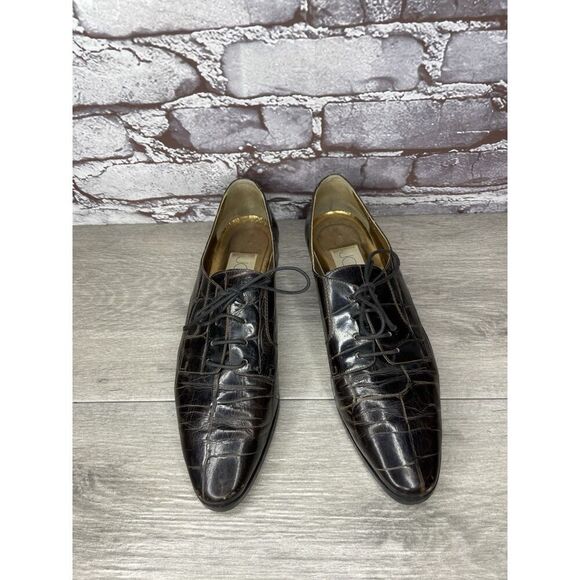 Joan & David Brown Aligator Embossed Leather Lace Oxfords Women Sz 8.5M US/39EU - Picture 11 of 16